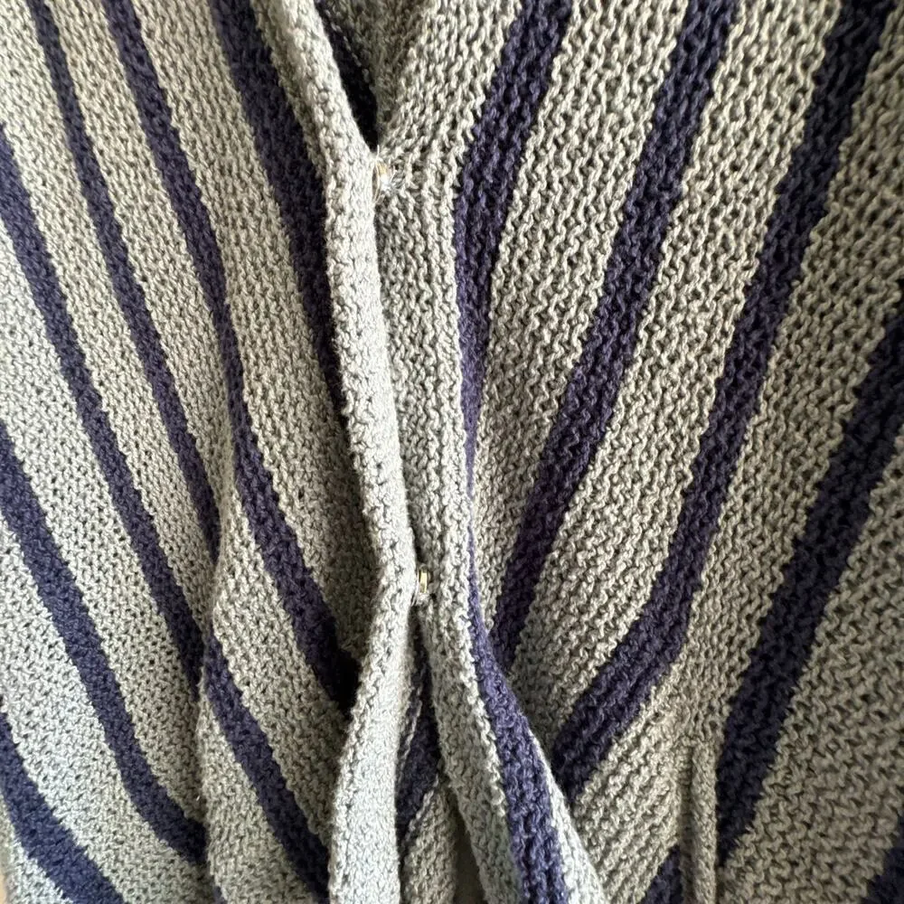 Free People Circle Back Cardigan Blue XS Striped Draped Knit Sweater